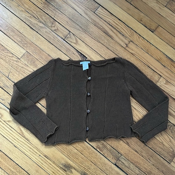 Cropped Cardigan in Brown / Gold - Picture 1 of 5